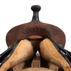 Alamo Saddlery Aztec Arrow Barrel Saddle -Equine Worlds aztec arrow barrel brown orange red front AZTEC ARROW alamo 25637.1650658492