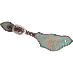 Desert Flower Rancher Spur Strap -Equine Worlds desert flower spur strap turquoise SSRDFTPW martin 92950.1674004462