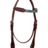 BLR Dots & Turquoise Rawhide Brow Headstall -Equine Worlds dots turquoise rh brown hs latigo 2200 LAT buffalo leather 25078.1647370594