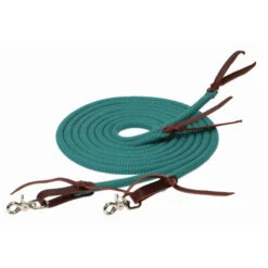 Weaver Leather Weaver EcoLuxe Round Split Reins -Equine Worlds ecoluxe round split rein turquoise charcoal weaver 51299.1673480103