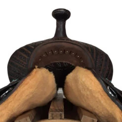 Alamo Saddlery Geo Aztec Barrel Saddle -Equine Worlds geo barrel brown front GEO AZTEC alamo 66490.1650487049