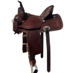 Alamo Saddlery Geo Aztec Barrel Saddle -Equine Worlds geo barrel brown side GEO AZT alamo 34867.1650487061