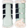 HKM Comfort Premium Fur Protection Boots -Equine Worlds protection boots light green front back 13024 5897 HKM 50714.1682373254