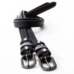 Kavalkade Crystal Leather Spur Straps -Equine Worlds spur strap grey blk grey hero 668 06 kavalkade 91064.1685496495