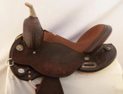 Circle Y KK Swift Barrel Saddle 1522 -Equine Worlds swift barrel saddle left closeup 1522 circle y 95323.1572395985