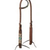 Turquoise Cross Aztec One Ear Headstall -Equine Worlds tc aztec 1 ear hs light oil 45007 01 01 weaver 47393.1668131200