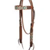 Turquoise Cross Aztec Brow Headstall -Equine Worlds tc aztec brow hs light oil 45007 01 00 weaver 32261.1668132173