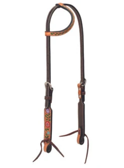 Turquoise Cross Floral Vine One Ear Headstall -Equine Worlds tc floral vine 1 ear hs light.oil hero 45006 01 01 weaver 54659.1679166757