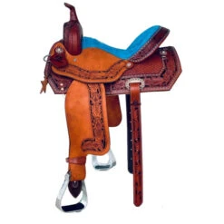 Alamo Saddlery TTBS Barrel Saddle -Equine Worlds ttbs barrel brown blue side TTBS alamo 10691.1650485397