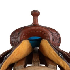 Alamo Saddlery TTBS Barrel Saddle -Equine Worlds ttbs barrel brown turquoise front TTBS alamo 07833.1650485393