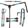 Circle Y Turquoise Round Up One Ear Headstall -Equine Worlds turquoise round up tack set collection 1025 circle y 62870.1686171119