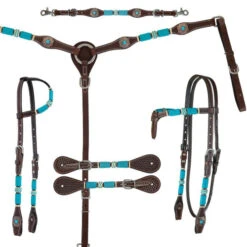 Circle Y Turquoise Round Up Breast Collar -Equine Worlds turquoise round up tack set collection 1025 circle y 80927.1686171174