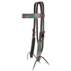 Circle Y Vibrant Garden Brow Headstall -Equine Worlds vibrant flower brow hs brown multicolor side 1001 10 SC circle y 02398.1613175263